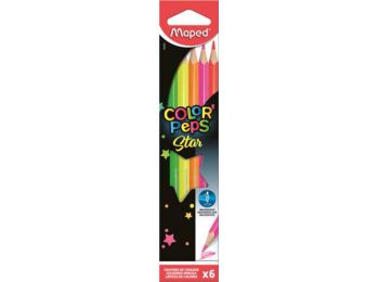 Színes ceruza készlet, háromszögletű, MAPED Color`Peps Fluo, 6 különböző szín (IMA832003)