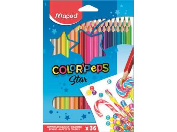 Színes ceruza készlet, háromszögletű, MAPED Color`Peps, 36 különböző szín (IMA832017)