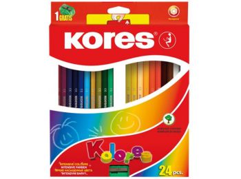 Színes ceruza készlet, hatszögletű, KORES Hexagonal, 24 különböző szín (IK100124)