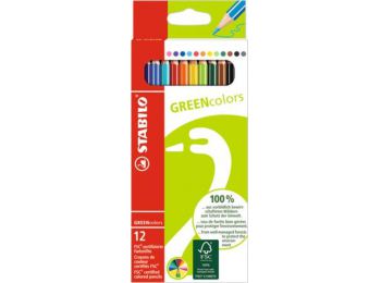 Színes ceruza készlet, hatszögletű, STABILO GreenColors, 12 különböző szín (TST6019121)