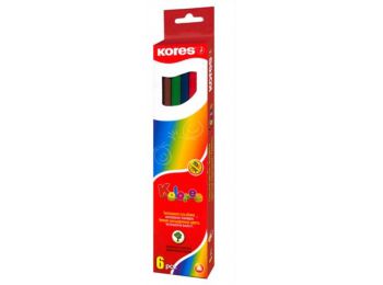 Színes ceruza készlet, hatszögletű, KORES Hexagonal, 6 különböző szín (IK100106)