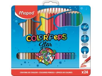 Színes ceruza készlet, háromszögletű, fém doboz, MAPED