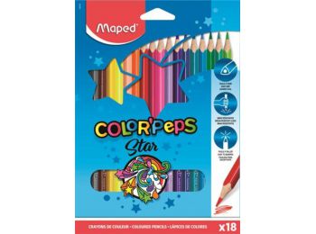 Színes ceruza készlet, háromszögletű, MAPED Color`Peps, 18 különböző szín (IMA183218)
