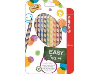 Színes ceruza készlet, háromszögletű, balkezes, STABILO EasyColours, 12 különböző szín (TST33112)