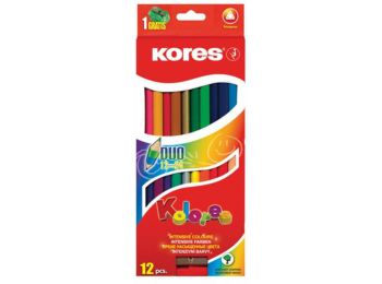 Színes ceruza készlet, kétvégű, háromszögletű, KORES Duo, 24 különböző szín (IK100612)
