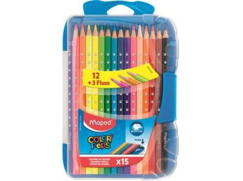Színes ceruza készlet, háromszögletű, MAPED Color`Peps Smart box, 15 különböző szín (IMA832035)