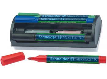Tábla- és flipchart marker készlet, 1-3 mm, szivaccsal, SCHNEIDER „Maxx Eco 110, 4 különböző szín (TSCMAX110K4)