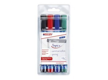 Flipchart marker készlet, 1,5-3 mm, kúpos, EDDING 380, 4 különböző szín (TED380V4)