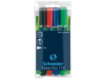 Tábla- és flipchart marker készlet, 1-3 mm, kúpos, SCHNEIDER „Maxx Eco 110, 4 különböző szín (TSCMAX110V4)