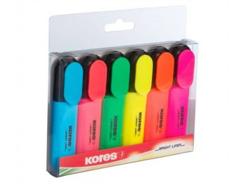 Szövegkiemelő készlet, 0,5-5 mm, KORES, 6 különböző s