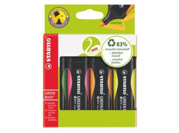Szövegkiemelő készlet, 2-5 mm, STABILO Green Boss, 4 kül