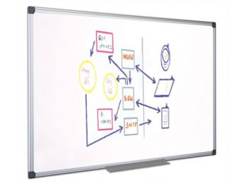 Fehértábla, mágneses, zománcozott, 60x90 cm, alumínium 