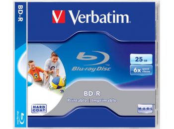 BD-R BluRay lemez, nyomtatható, 25GB, 6x, normál tok, VERBATIM (BRV-6N)