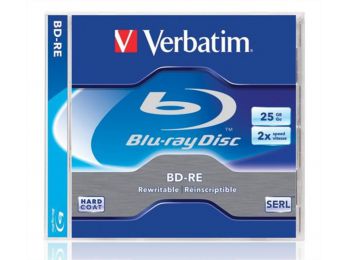 BD-RE BluRay lemez, újraírható, 25GB, 1-2x, normál tok, VERBATIM (BRVU-2)