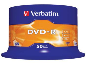 DVD-R lemez, AZO, 4,7GB, 16x, hengeren, VERBATIM (DVDV-16B50