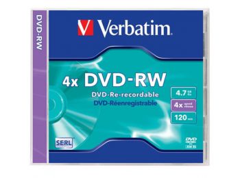 DVD-RW lemez, újraírható, 4,7GB, 4x, normál tok, VERBATI