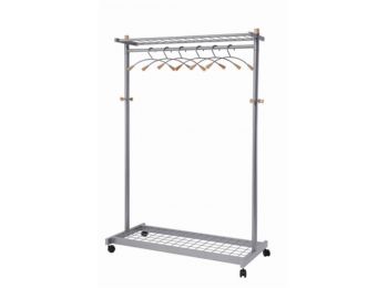 Ruhaállvány, mobil, 6db vállfával, ALBA, ezüst (BAF3)