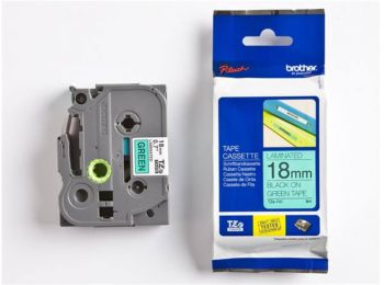 Feliratozógép szalag, 18 mm x 8 m, BROTHER, TZe-741 zöld-