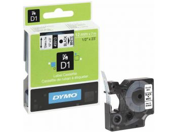 Feliratozógép szalag, 12 mm x 7 m, DYMO D1, fehér-fekete 