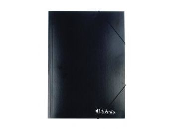 Gumis mappa, karton, A4, VICTORIA, fekete (IDPG01)