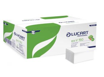 Kéztörlő, Z/V hajtogatott, 2 rétegű, LUCART, Eco, fehé