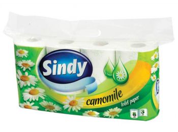 Toalettpapír, 3 rétegű, 8 tekercses, Sindy, kamilla (KHHV