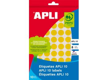 Etikett, 16 mm kör, kézzel írható, színes, APLI, sárga