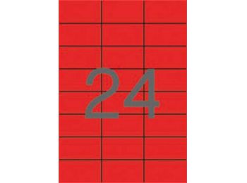 Etikett, 70x37 mm, színes, APLI, piros, 2400 etikett/csomag