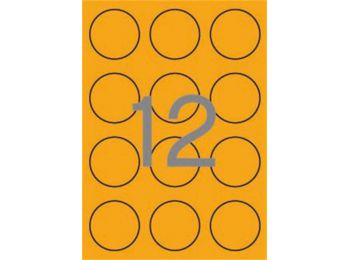 Etikett, 60 mm kör, színes, APLI, neon narancs, 240 etiket