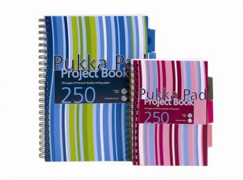 Spirálfüzet, A5, vonalas, 125 lap, PUKKA PAD Stripe project book (PUPBA5)
