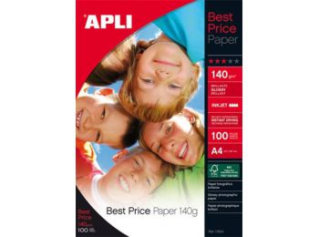 Fotópapír, tintasugaras, A4, 140 g, fényes, APLI Best Pri