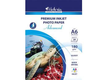 Fotópapír, tintasugaras, A6, 180 g, fényes, VICTORIA Adva