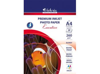 Fotópapír, tintasugaras, A4, 260 g, magasfényű, VICTORIA Executive (LVIP01)
