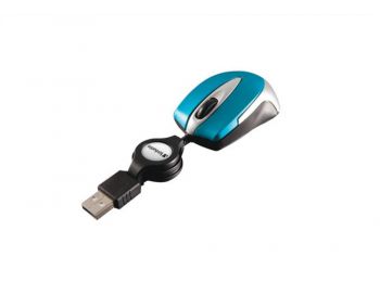Egér, vezetékes, optikai, kisméret, USB, VERBATIM Go Mini, ezüst-karibikék (VE49022)