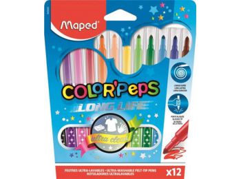 Filctoll készlet, 1-3,6 mm, kimosható, MAPED Color`Peps, 12 különböző szín (IMA845020)