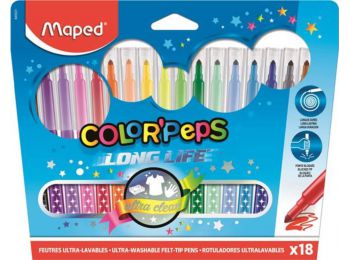 Filctoll készlet, mosható, MAPED Color`Peps, 18 különbö