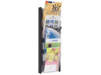 Katalógustartó, fali, A5, 5 rekeszes, ALBA, fekete (BAP18)