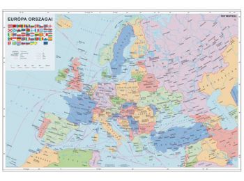 Falitérkép, 70x100 cm, fémléces, Európa országai, STIE