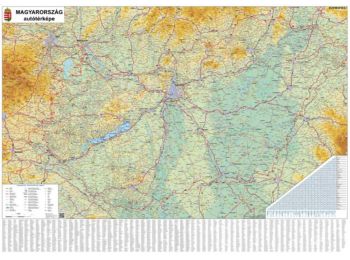 Falitérkép, 70x100 cm, fémléces,  Magyarország autóté