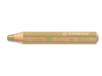 Színes ceruza, kerek, vastag, STABILO Woody 3 in 1, arany (