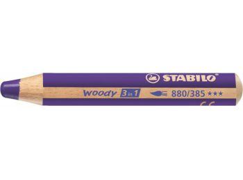 Színes ceruza, kerek, vastag, STABILO Woody 3 in 1, viola (