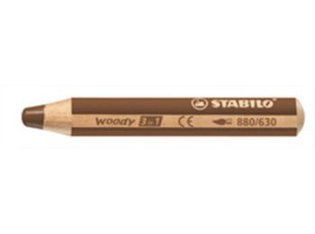 Színes ceruza, kerek, vastag, STABILO Woody 3 in 1, barna (TST880630)