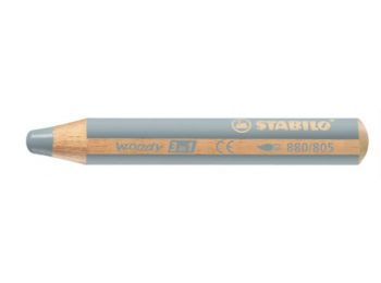 Színes ceruza, kerek, vastag, STABILO Woody 3 in 1, ezüst 