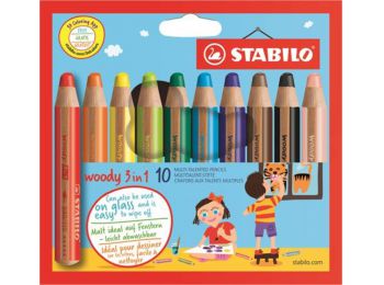 Színes ceruza készlet, kerek, vastag, STABILO Woody 3 in 1