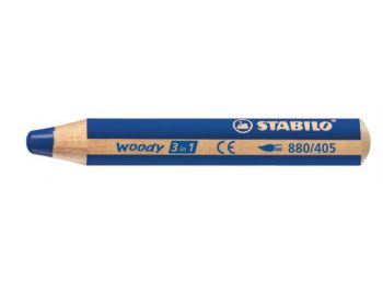 Színes ceruza, kerek, vastag, STABILO Woody 3 in 1, ultramarin (TST880405)