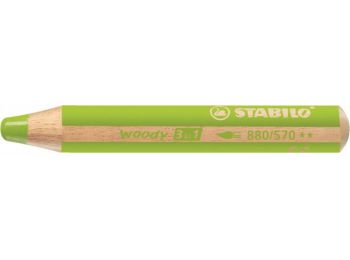 Színes ceruza, kerek, vastag, STABILO Woody 3 in 1, világoszöld (TST880570)