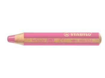 Színes ceruza, kerek, vastag, STABILO Woody 3 in 1, rózsas