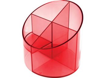 Írószertartó, 4 részes, HELIT Economy, áttetsző piros 