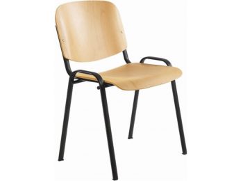 Tárgyalószék, fa ülőlappal, fekete lábbal, 1120 LN (BB