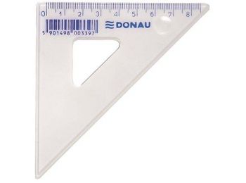 Háromszög vonalzó, műanyag, 45°, 8,5 cm, DONAU (D7030)